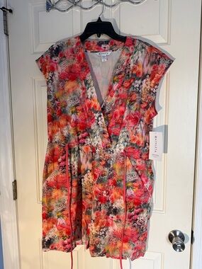 ATHLETA Floral Drawstring Romper - Pink Multi